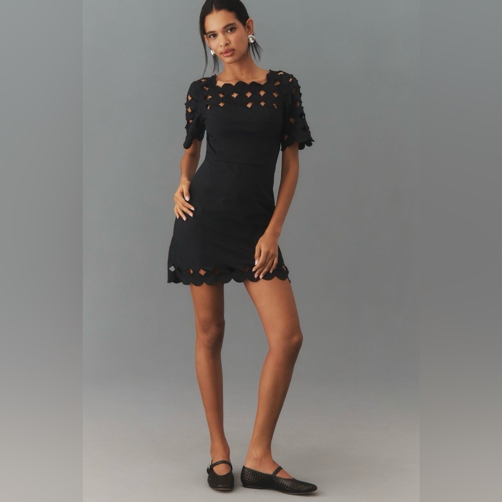 By Anthropologie Cutwork Mini Shift Dress
